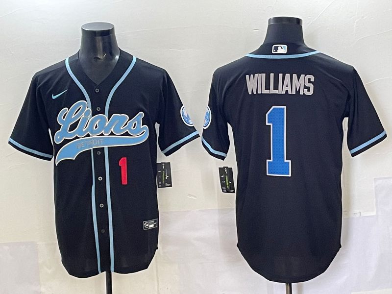 Men 2025 Detroit Lions #1 Williams Black  joint name 2024 Nike Limited NFL Jersey style 2->detroit lions->NFL Jersey